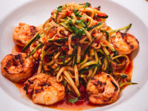 Gastronomy Restaurant Noodles with Shrimp